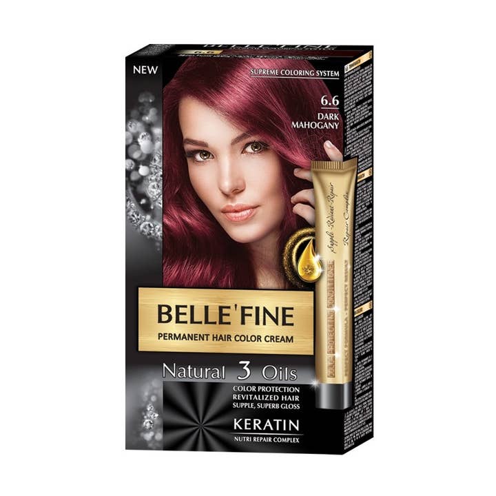 Creme de coloração permanente para cabelo Belle`Fine # 6.6 - Dark Mahogany por atacado de Jonada LTD