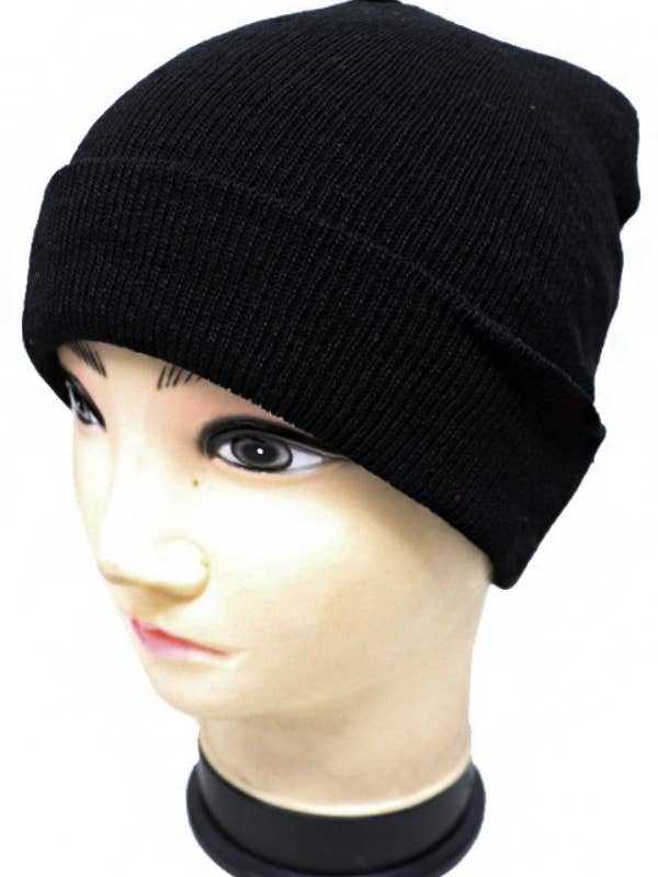 Black Basic Ribbed Cuffed Long Beanie for wholesale by Cap Zone