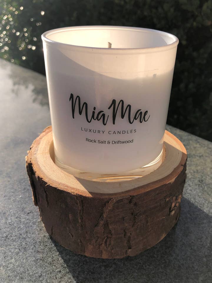 Rock Salt & Driftwood Soy Wax Candle for wholesale by MiaMae Luxury Candles