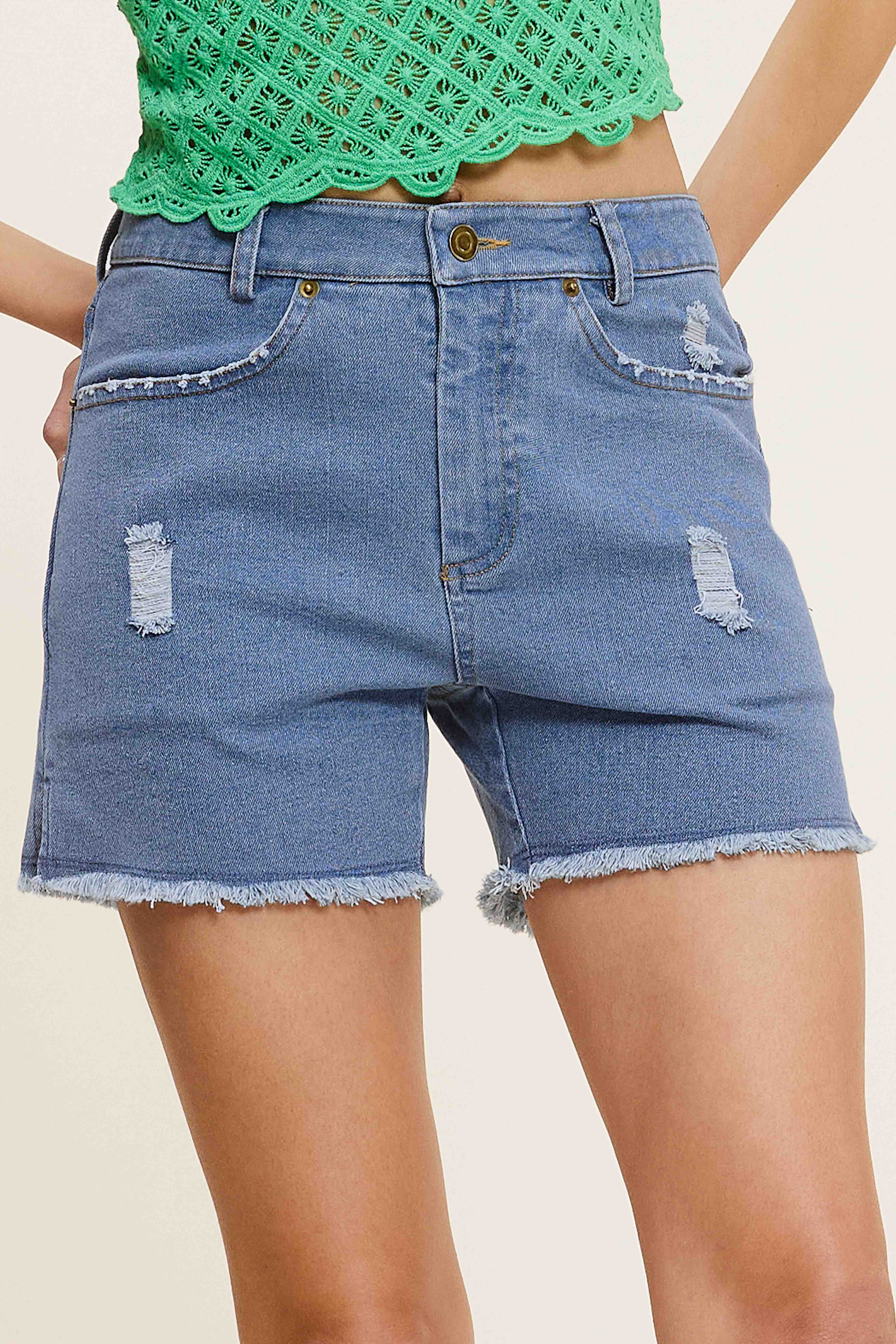 La Miel - Wholesale Shorts - Women's - HCP4224-High Rise Basic Mineral Washed Colored Denim Shorts40