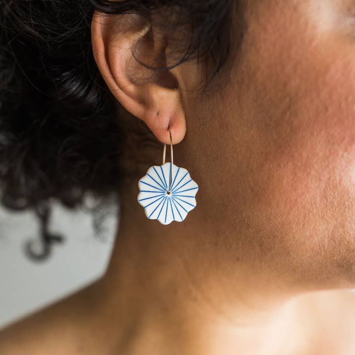 Jenna Vanden Brink Ceramics - Wholesale Hoop Earrings - Pinstripe Pinwheel Hoops0