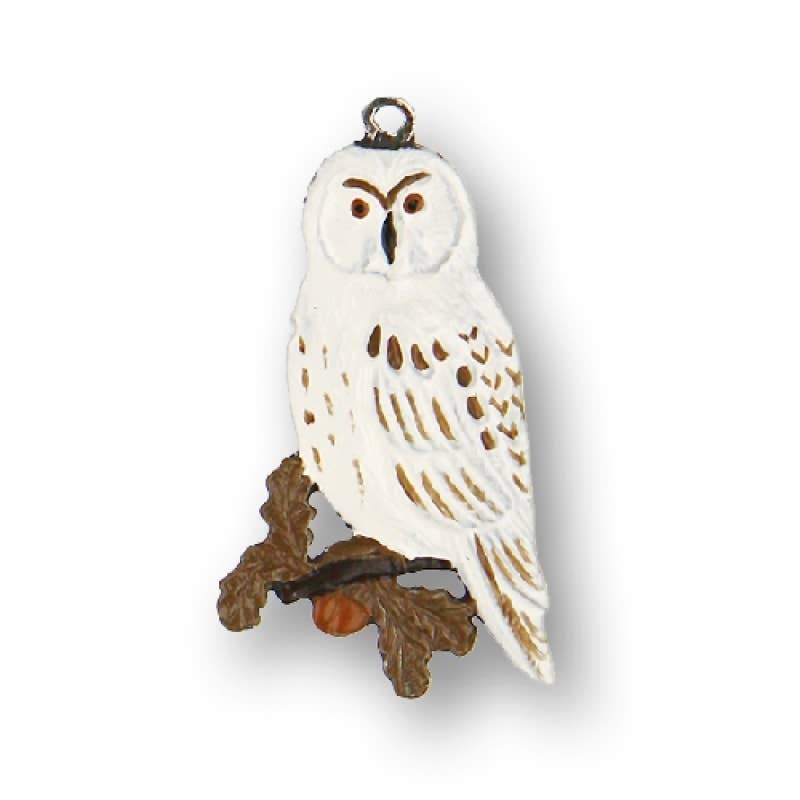Pinnacle Peak Trading - Wholesale Ornament - White Snowy Owl German Pewter Christmas Ornament0