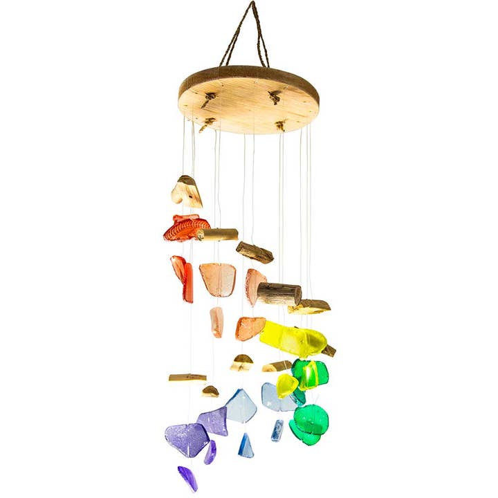 Móvil en espiral Windchime con cristal de playa - Chakra para venta al por mayor de Kheops International
