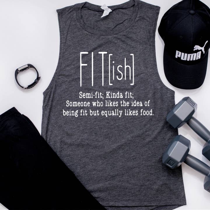 Fit ish Workout Muscle Tank for wholesale by FAMS design