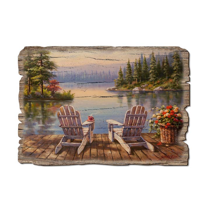 Morning Coffee - Rustic Lake Edge Wood Postcards & Magnets for wholesale by DaydreamHQ