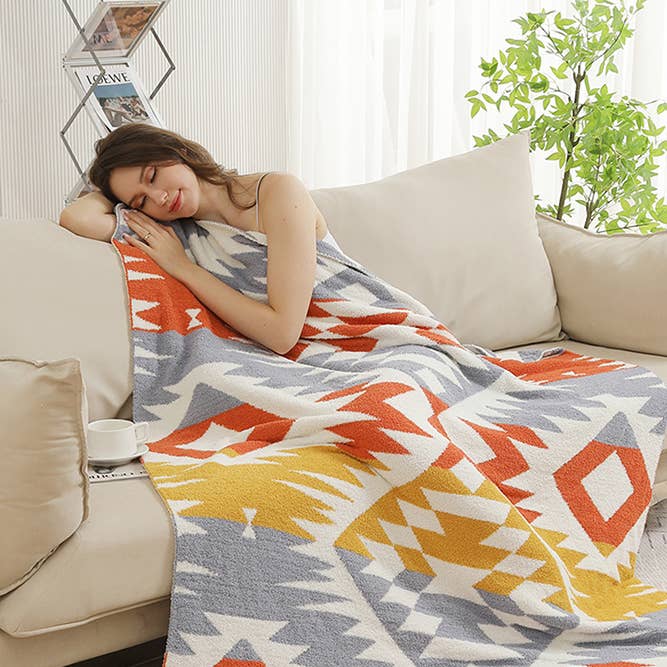 Hana - Vendita all'ingrosso Plaid - Coperta invernale reversibile con motivo tribale7