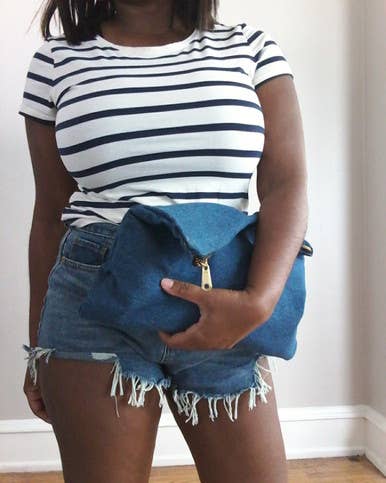 NKHenry - Wholesale Clutch Bag - Women's - Large Minimalist Denim Clutch Bag