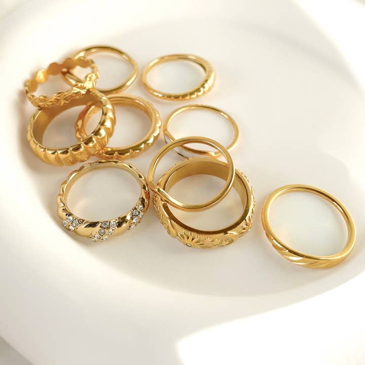 Blueyejewelry – wholesale Band/stacked ring – Gold Stacker Rings - Tarnish-free Dainty and Bold Rings9