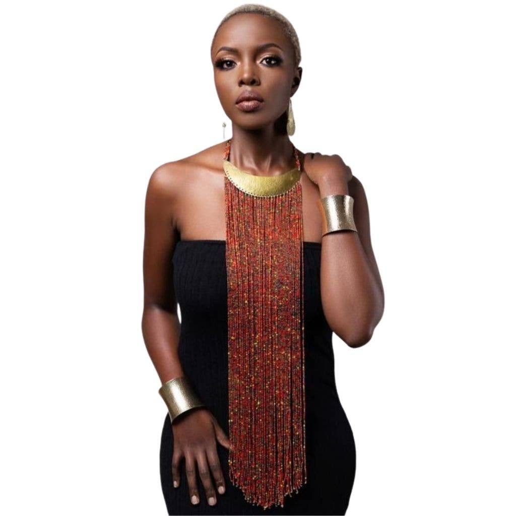 KENDI AMANI - Wholesale Beaded/Pearl Necklace - Maasai Long Beaded Statement Necklace – Handmade African Jewelry8