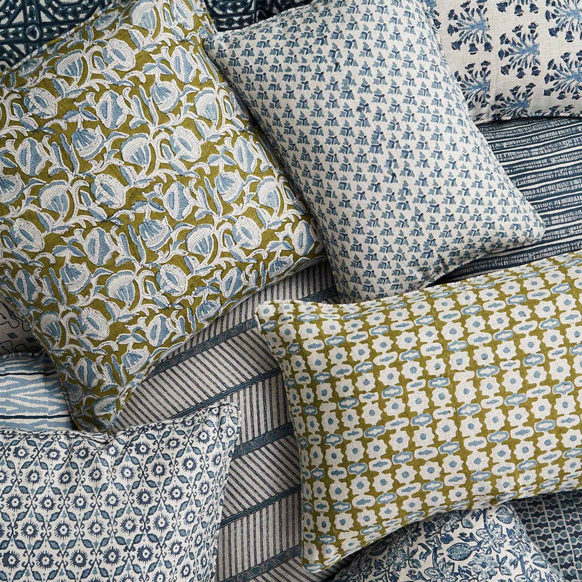 Walter G – wholesale Throw pillow cover – Marbella Moss Azure Pillowcase2