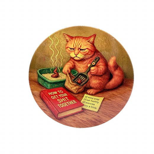 Token Tales Cat "How To Get Your Shit Together" Coaster for wholesale by Token Atelier