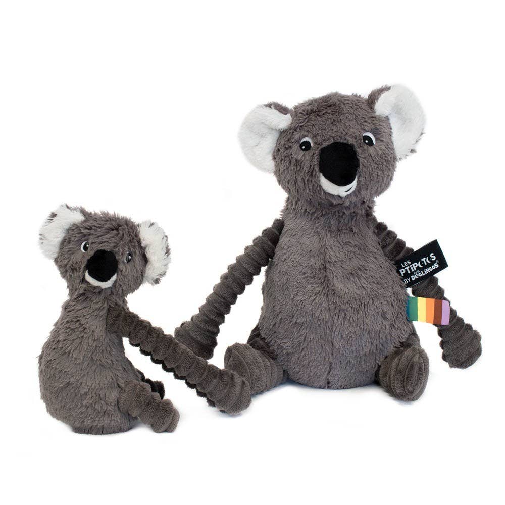 Les Déglingos, France - Venta al por mayor Peluche - Niños y bebés - LES PTIPOTOS - KOALA DE PELUCHE MAMÁ Y BEBÉ GRIS DE 34 CM3