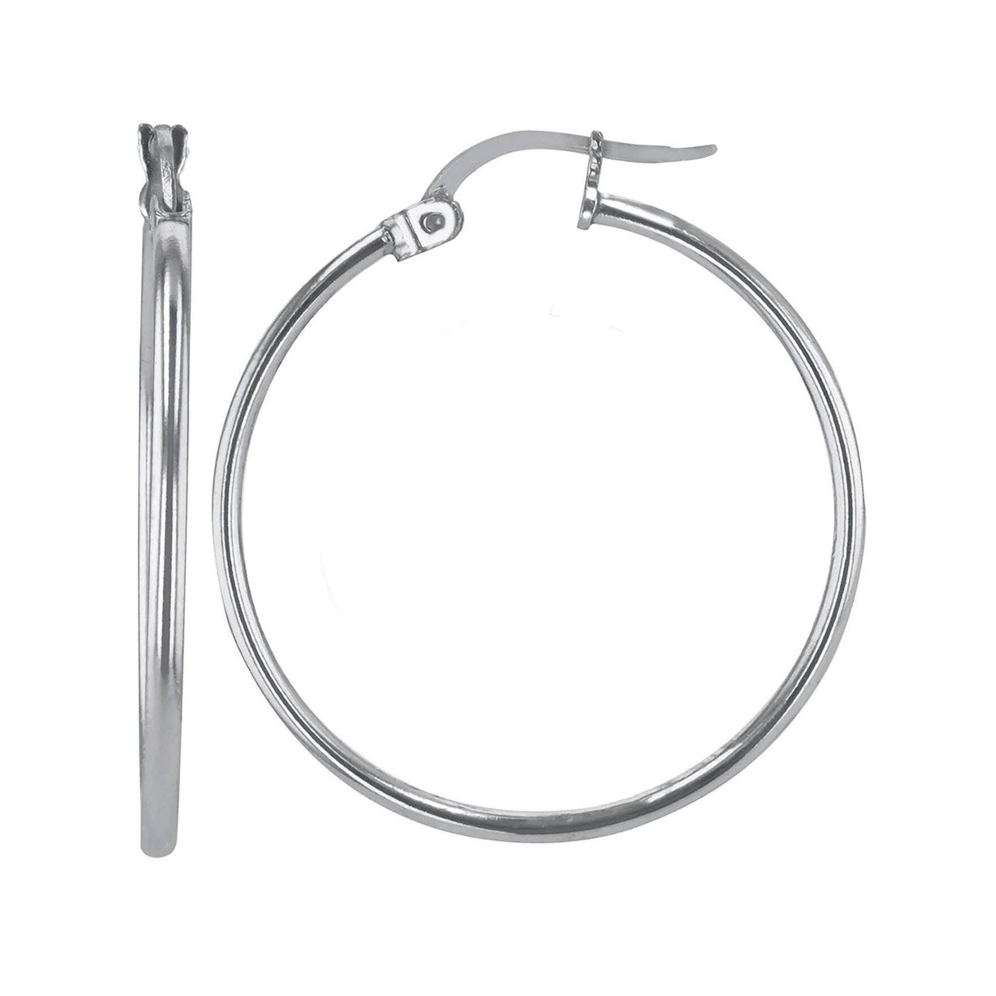 Luxe on Main LLC - Wholesale Oorringen - Sterling zilveren Hoepeloorbellen van 1,5 x 35 mm met ronde buis1