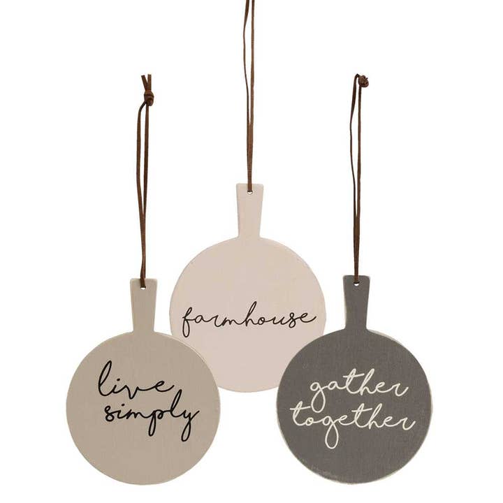 Farmhouse Cutting Board Ornament, 3 Assorted for wholesale by The Hearthside Collection