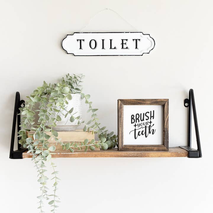 Brush Your Teeth Bathroom Wooden Sign Farmhouse Wall for wholesale by Rising Tide Vintage