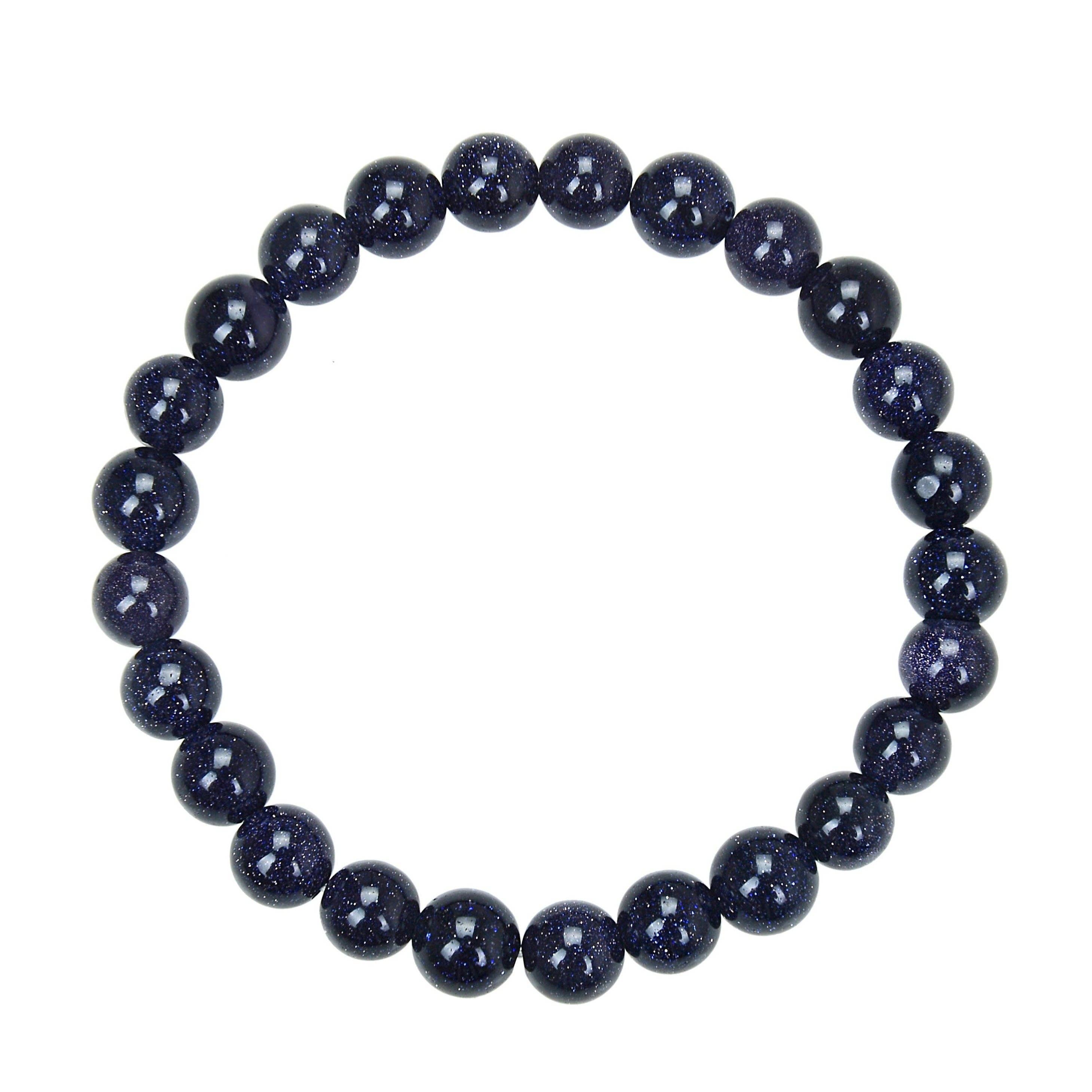Ole - Vente Bracelet de perles - Bracelet extensible en grès bleu B2031-6MM1