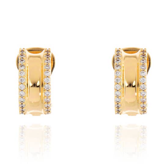 Boucles d'oreilles à clip dorées Scoop pour la vente par Cachet London