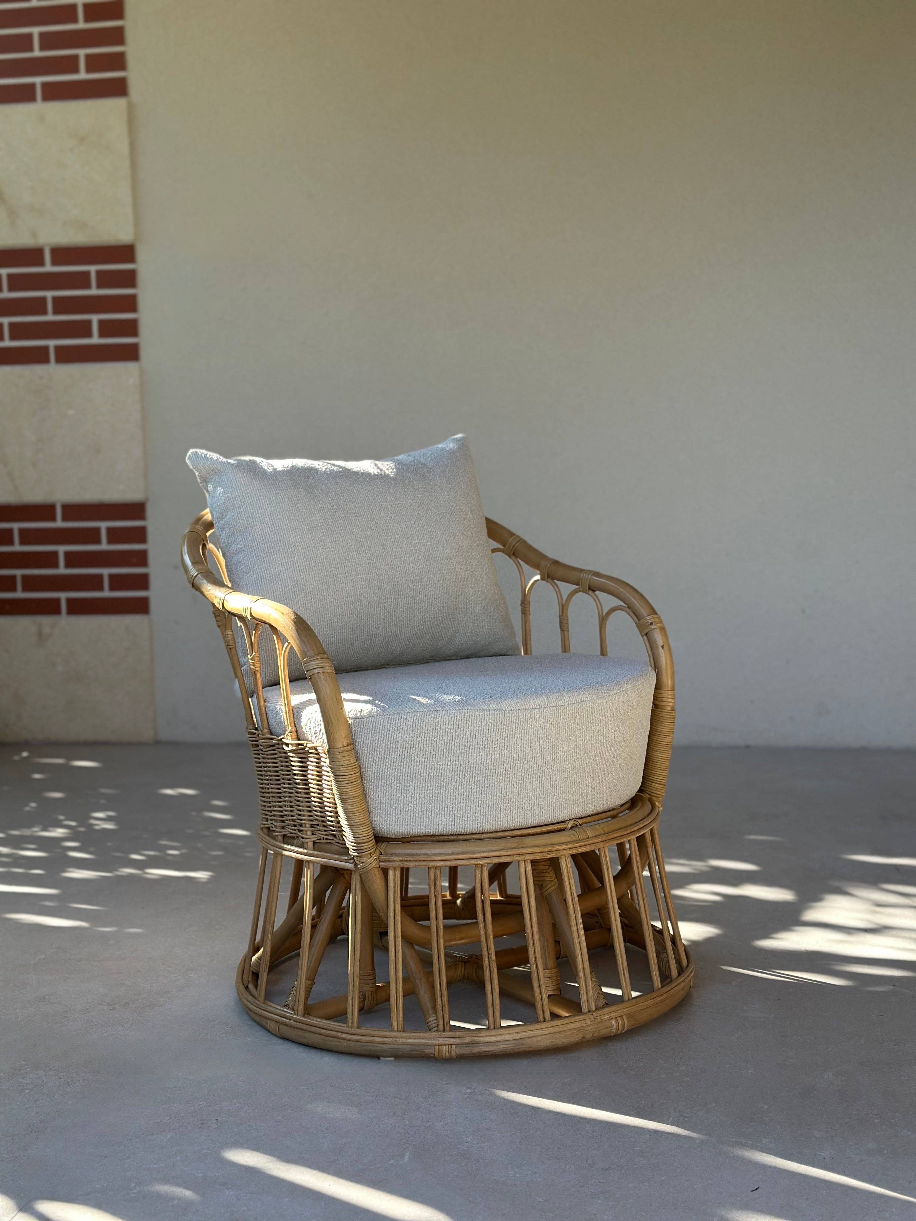 Nordlys - Wholesale Chair - PALOPO Natural Rattan and Beige Fabric Armchair1