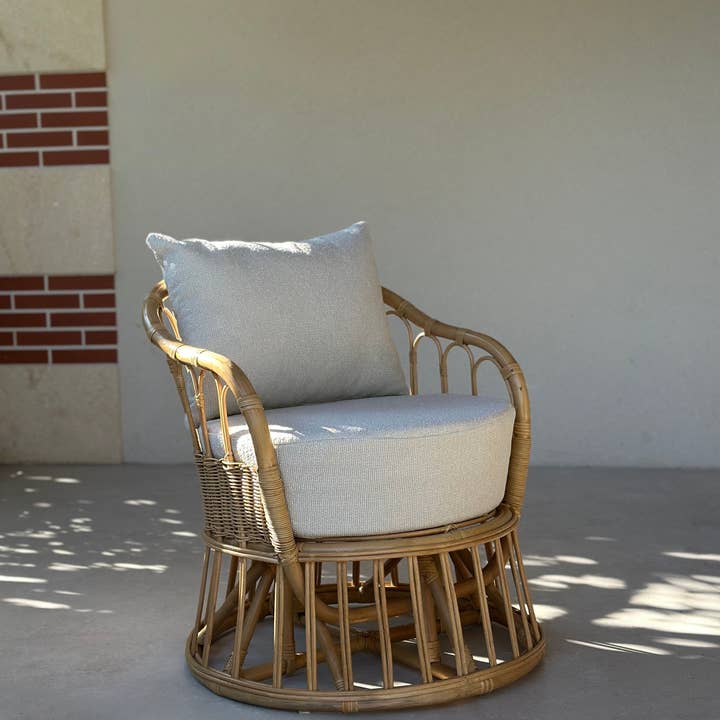 Nordlys - Wholesale Chair - PALOPO Natural Rattan and Beige Fabric Armchair1