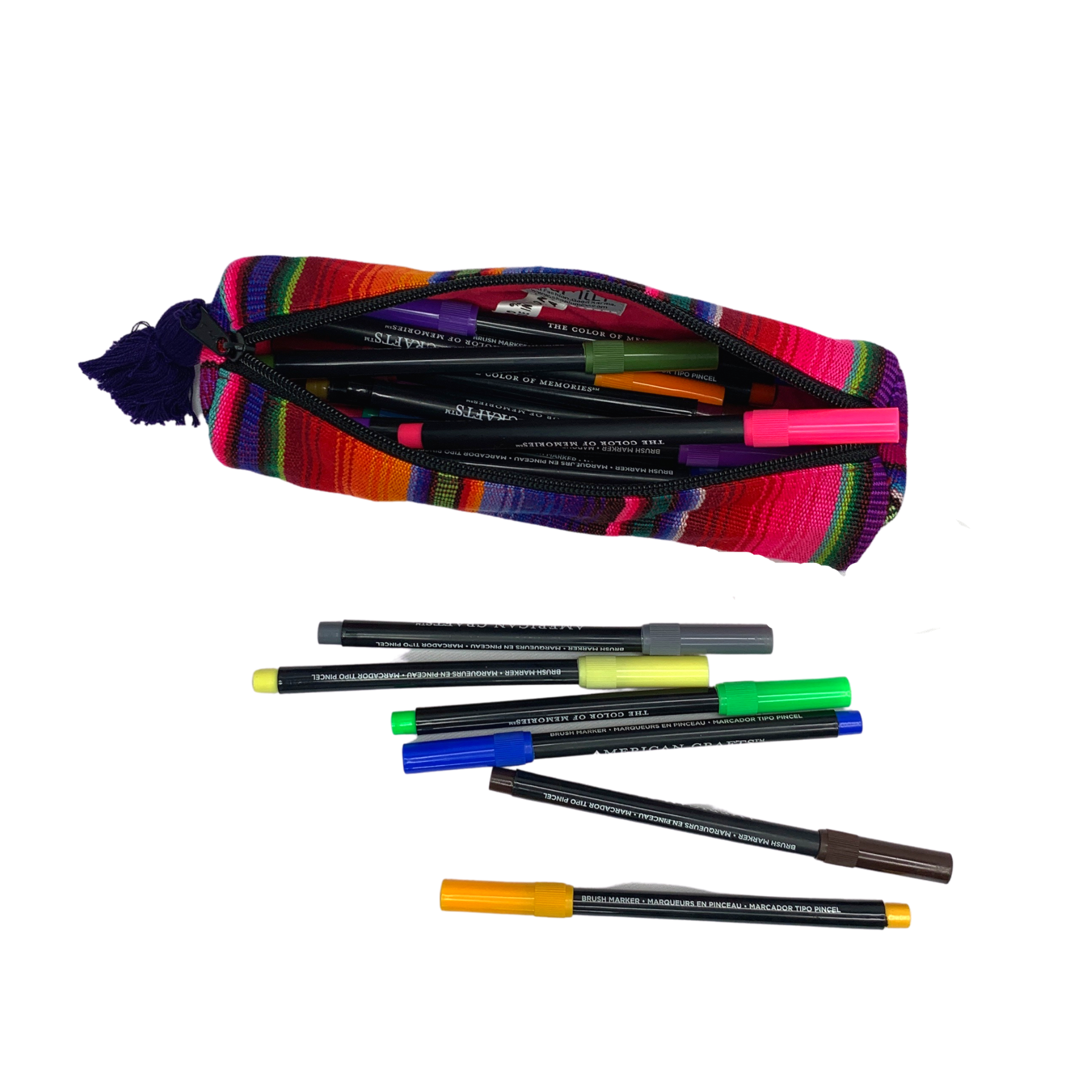 Lumily - Wholesale Pencil Case/Pouch - Hacienda Multicolor Sarape Pencil Case | Makeup Brush Bag1
