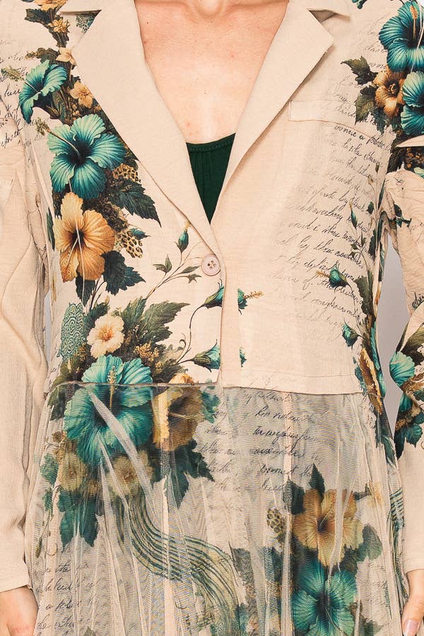 HIBISCUS Chic Contrast Longline Blazer Jacket With Mes4773TP-HIBISCUS for wholesale on Faire1