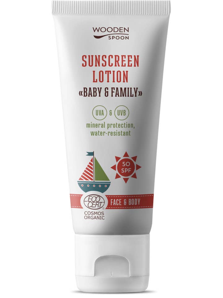 Organic Sunscreen Lotion "Baby & Family" 50 SPF - 100ml for wholesale by Wooden Spoon