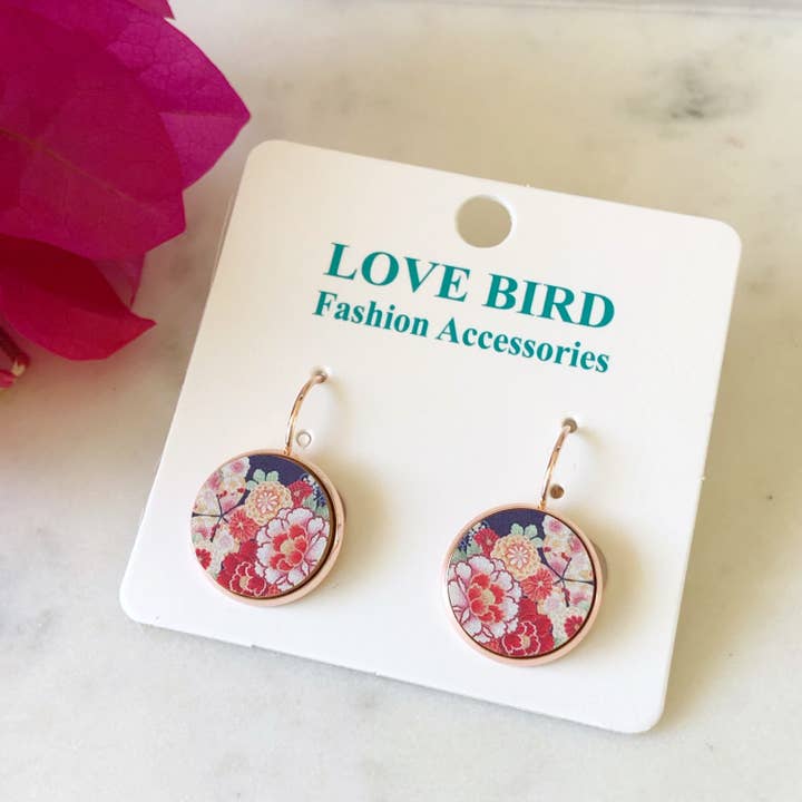 Love Bird Fashion Accessories - Wholesale Dangle earrings - Japanese Flower Earrings1