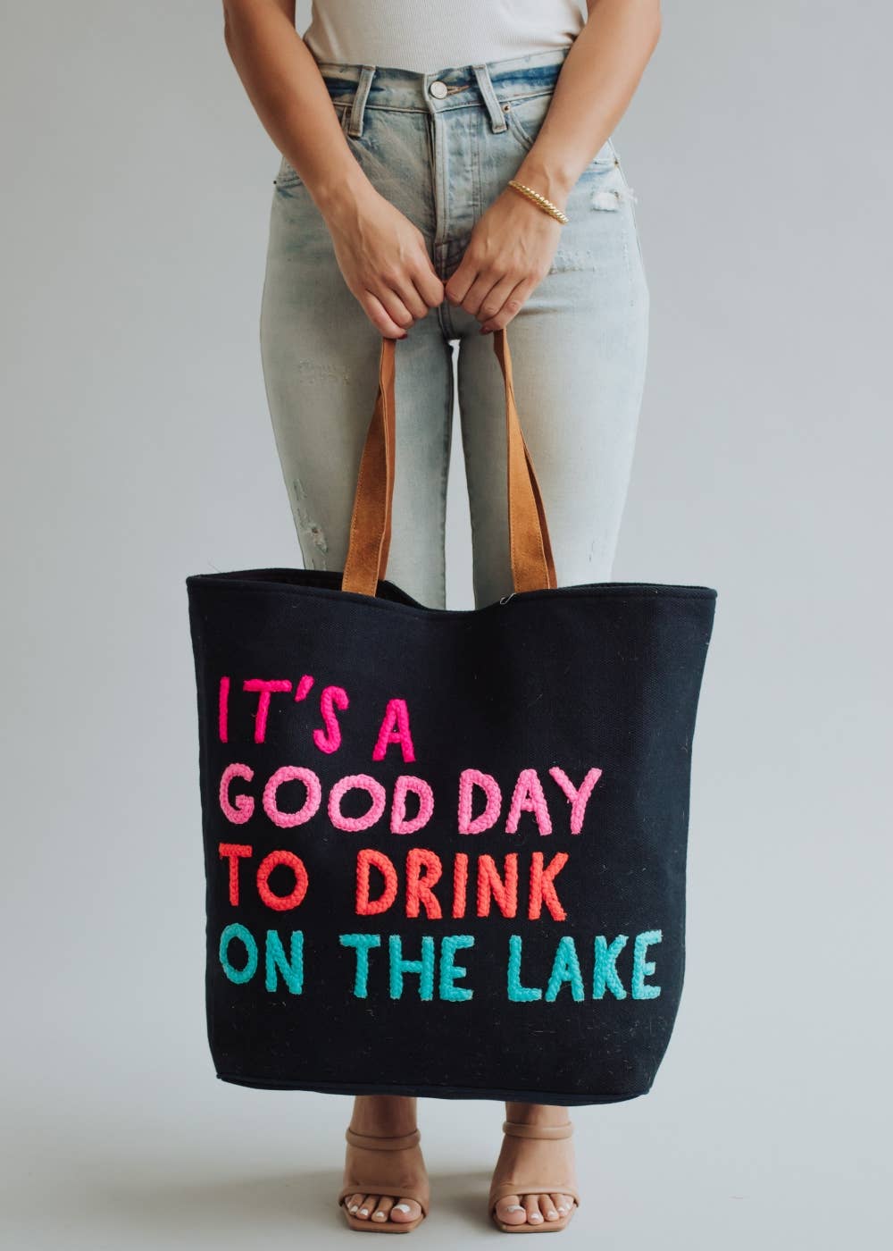 Panache Apparel Co. - Wholesale Tote Bag - Women's - Navy Drink On The Lake Tote3