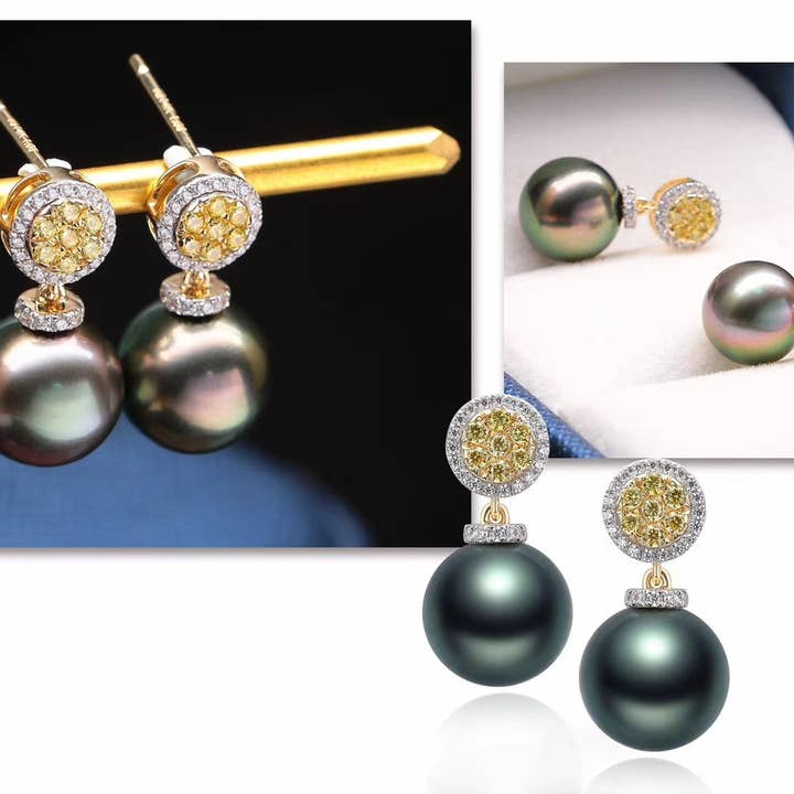 G14K Sunshine Edison parel oorbellen voor wholesale door Timeless Pearl