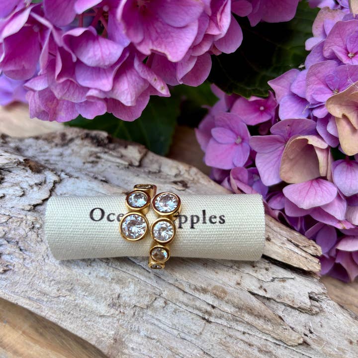 Ocean Ripples – wholesale Multi-stone ring – 18ct Gold Plated Cubic Zirconia Wrap-around Ring4