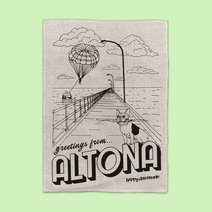 Saluti da Altona Tea Tea Towel per la vendita all'ingrosso da parte di Happy Day People