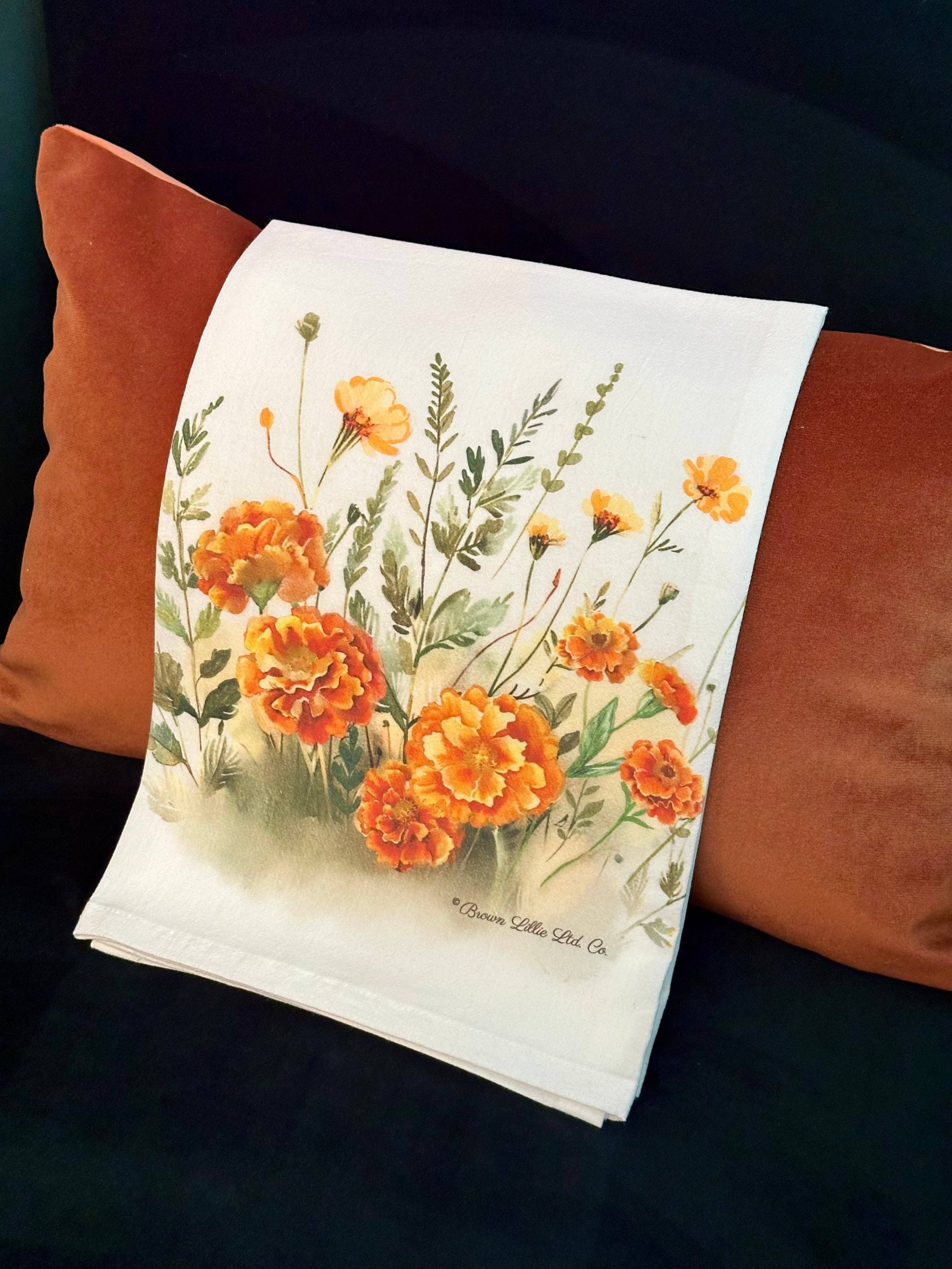 Brown Lillie – Großhandel Geschirrtücher – Orange Ringelblumen 28" Bestes Geschirrtuch | 100% ringgesponnene Baumwolle11