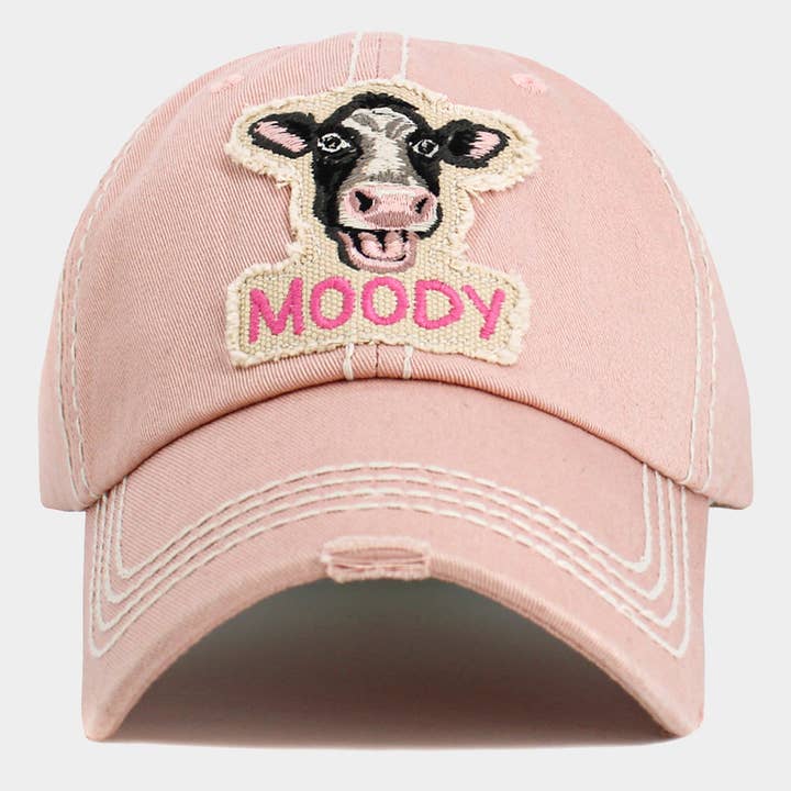 Casquette de baseball vintage MOODY Message Cow pour la vente par Sensibling Corp.