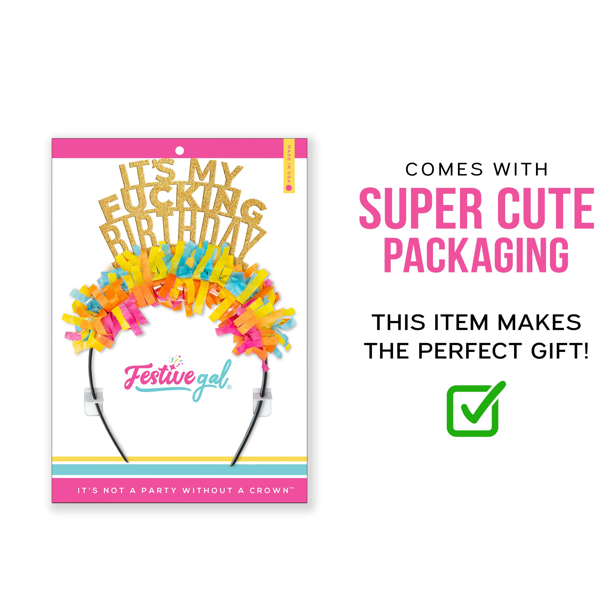 Festive Gal - Vendita all'ingrosso Cappello/Corona da festa - Fascia per capelli con scritta «It's My Fucking3