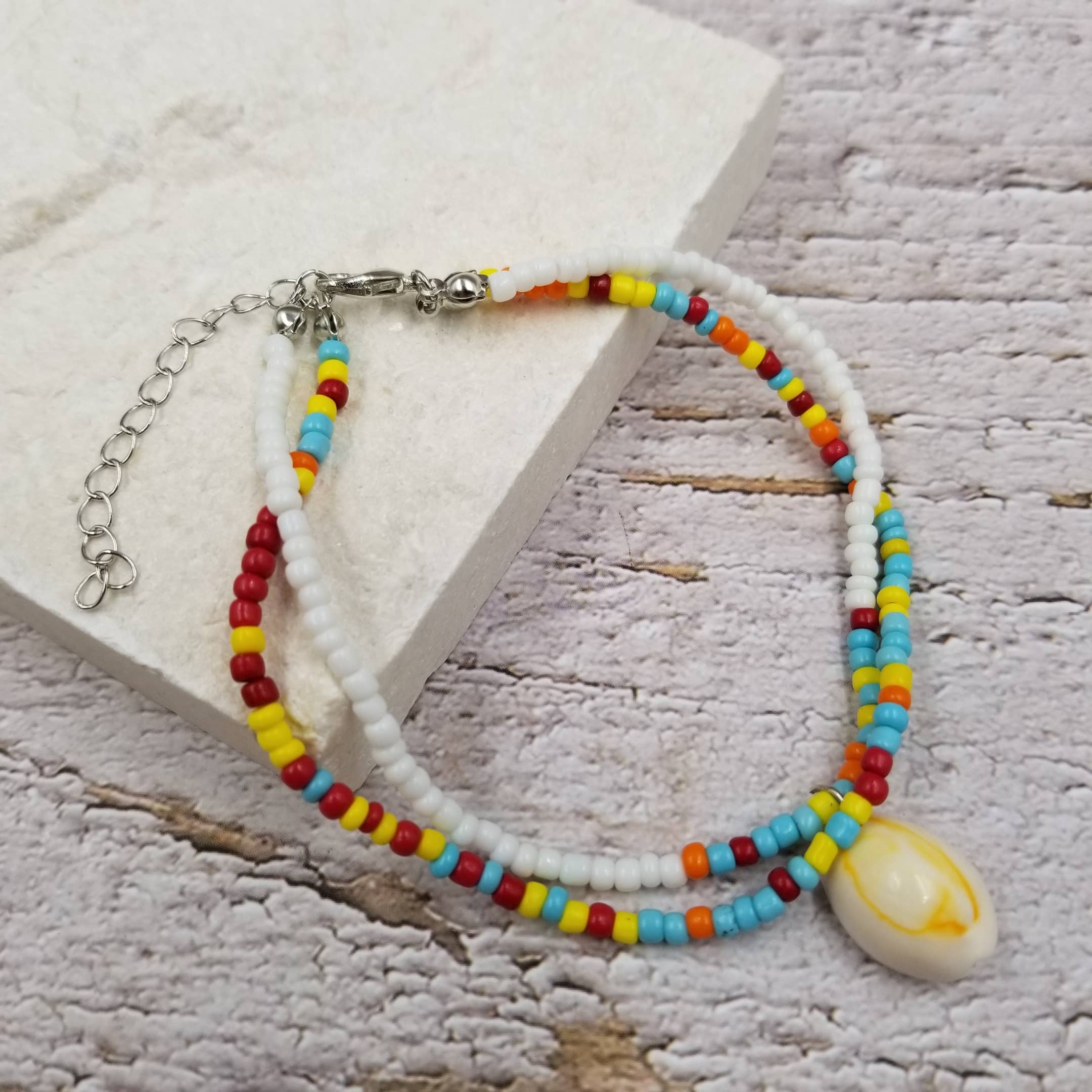 Treasure Wholesale - Wholesale Anklet - Rainbow Tiny Bead Beach Shell Anklet3