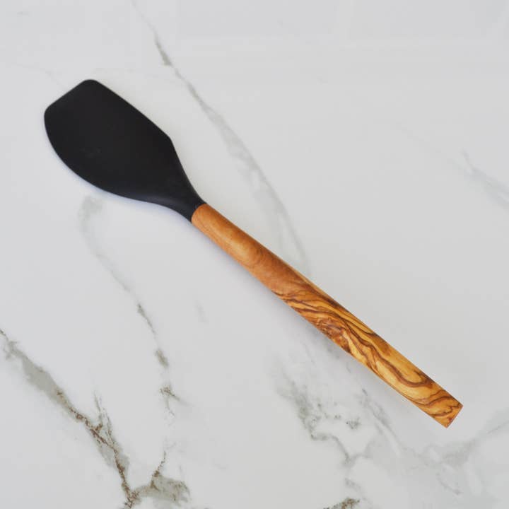 Naturally Med Inc. - Wholesale Spatula/Turner - Silicone Spatula (Black) with Olive Wood Handle - 12"