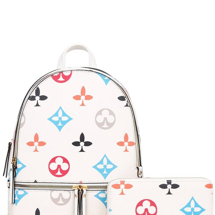 M&M HANDBAGS, LLC. - Wholesale Backpack - Women's -
2in1 Print Zipper Backpack With wallet Set DH-7285-W 6