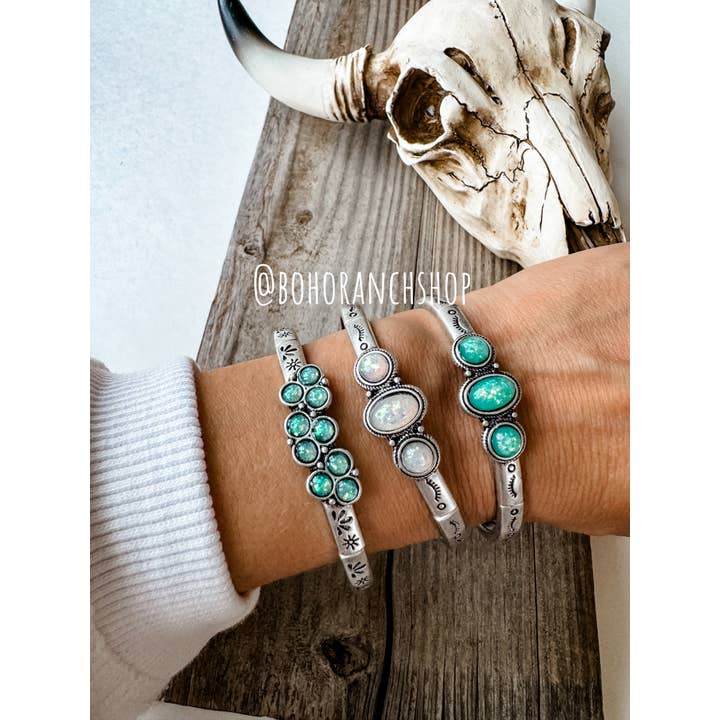 Boho Ranch Shop - Wholesale Bangle Bracelet - Western Opal Resin Stretch Bracelet