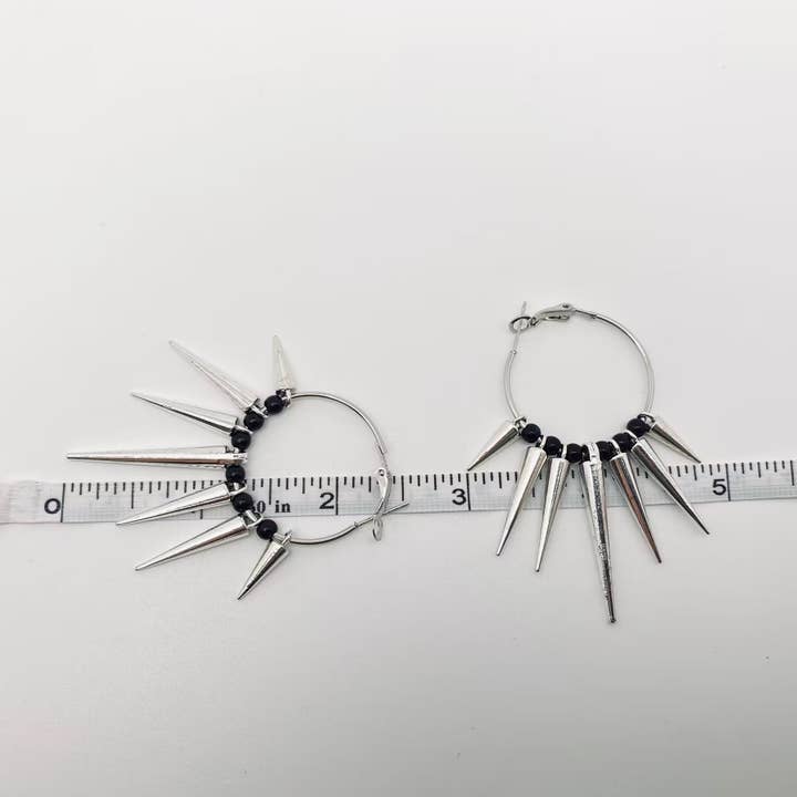 Mio Queena - Wholesale Hoop Earrings - Punk Style Thorn Spiked Cone Hoop Earrings