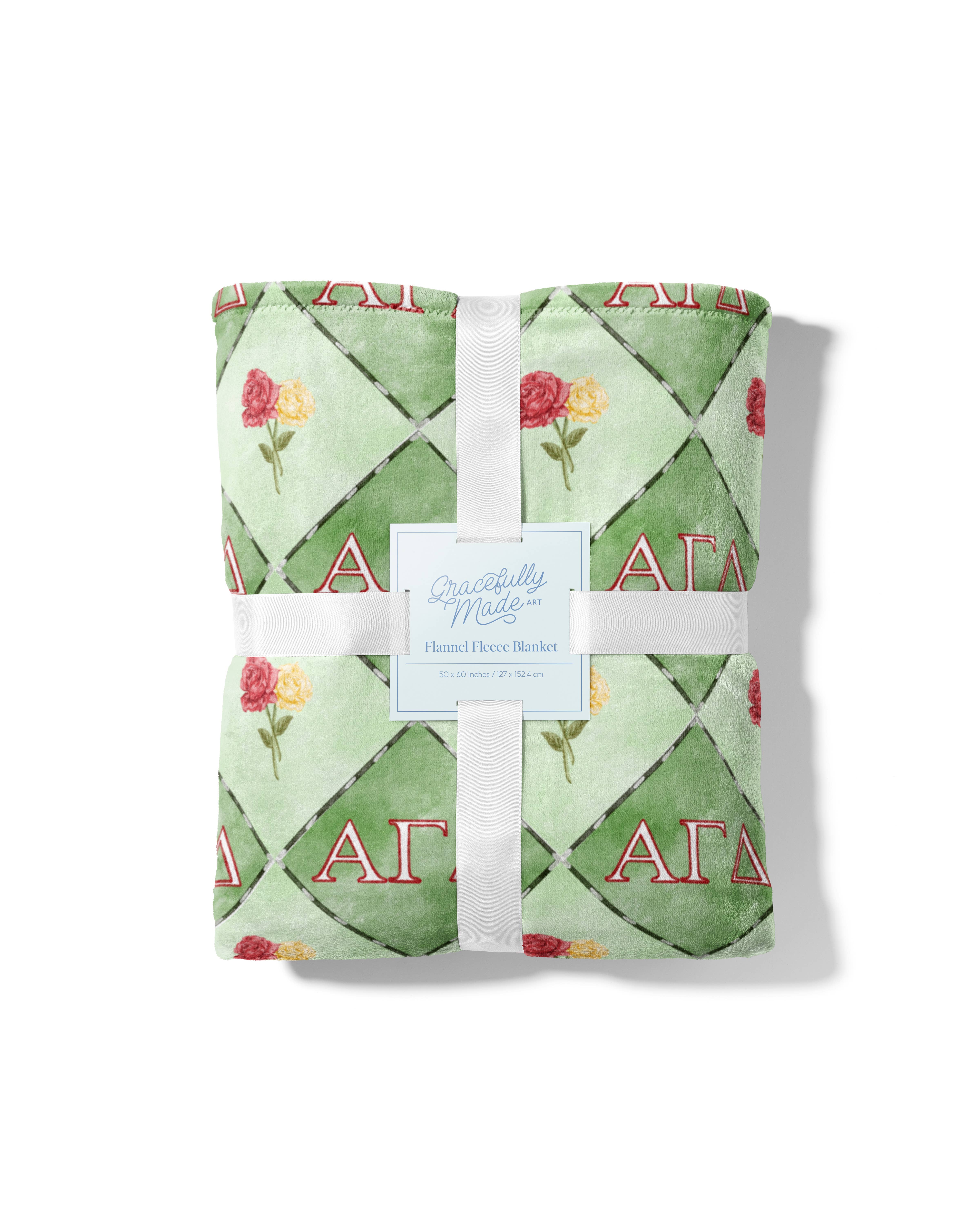 Gracefully Made Art - Wholesale Throw Blanket - Alpha Gamma Delta Flannel Fleece Blanket, Sorority0