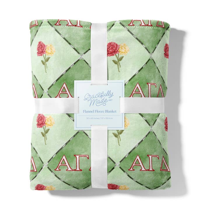 Gracefully Made Art - Wholesale Throw Blanket - Alpha Gamma Delta Flannel Fleece Blanket, Sorority0
