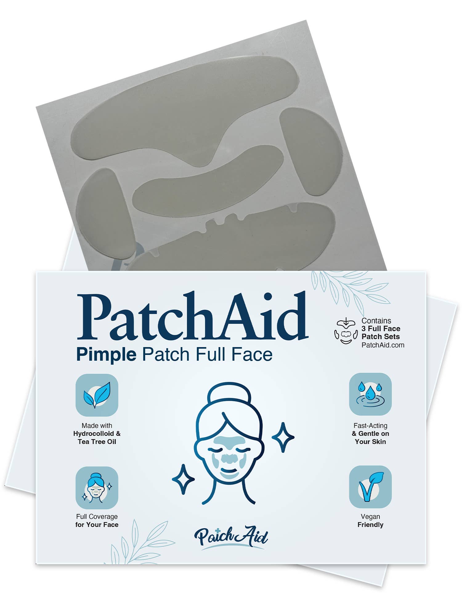 PatchAid - Wholesale Acne/Hydrocolloid Patch - Pimple Patch Full Face – Complete Acne Care for Clear Skin