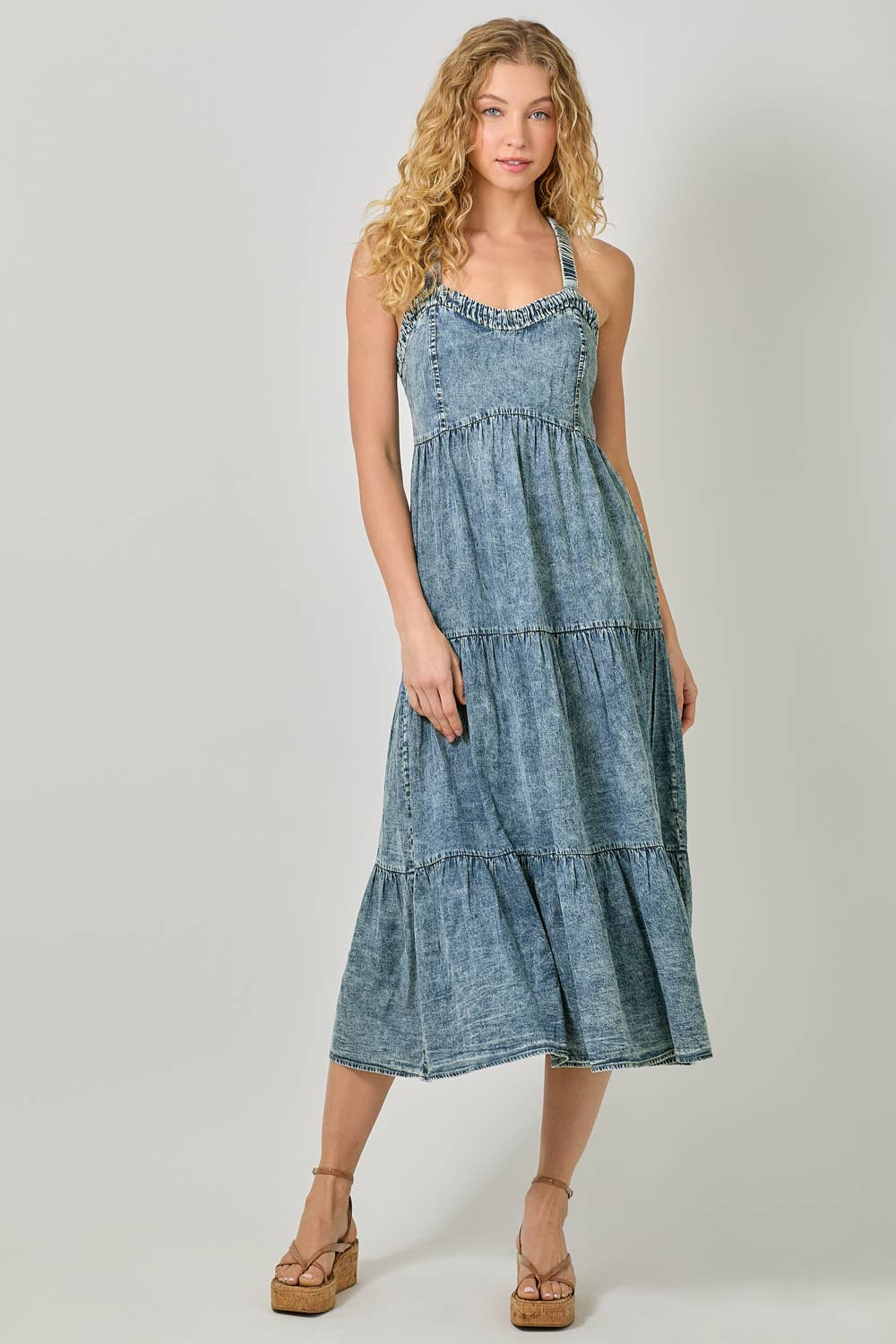 Mystree - Vente Robe – femme - Robe à plusieurs niveaux en tencel délavé 605857