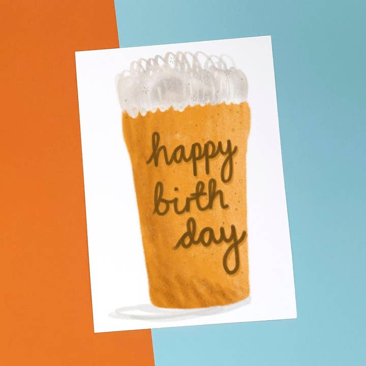 Livvy Rose Studio – postal de parabéns por atacado – Cartão de felicitações de cerveja feliz aniversário