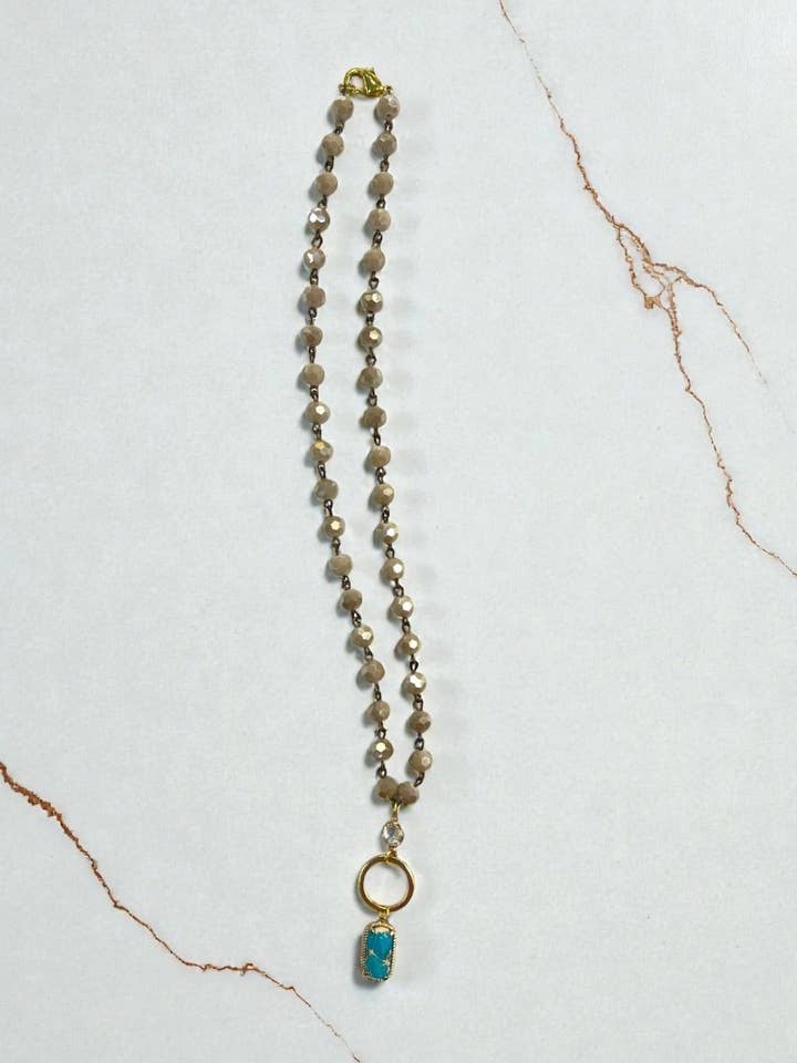 22" Ivory Necklace with Imperial Jasper Drop Pendant for wholesale by Ava Capri