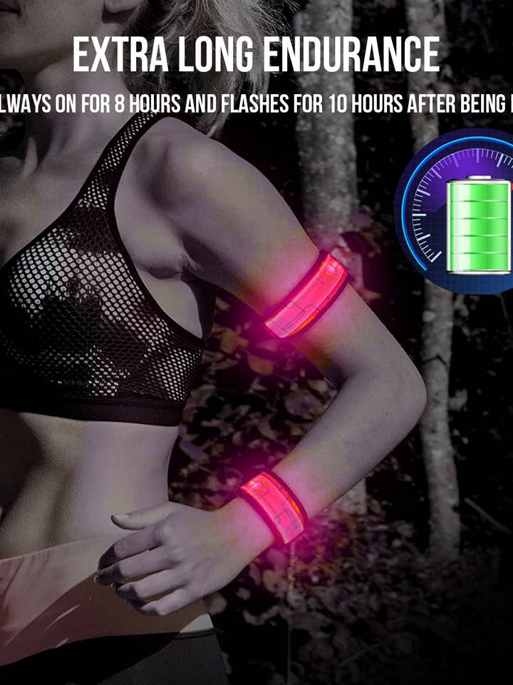 Genopladeligt LED-armbånd med batteri, fluorescerende pink for engroshandel hos Onamaste