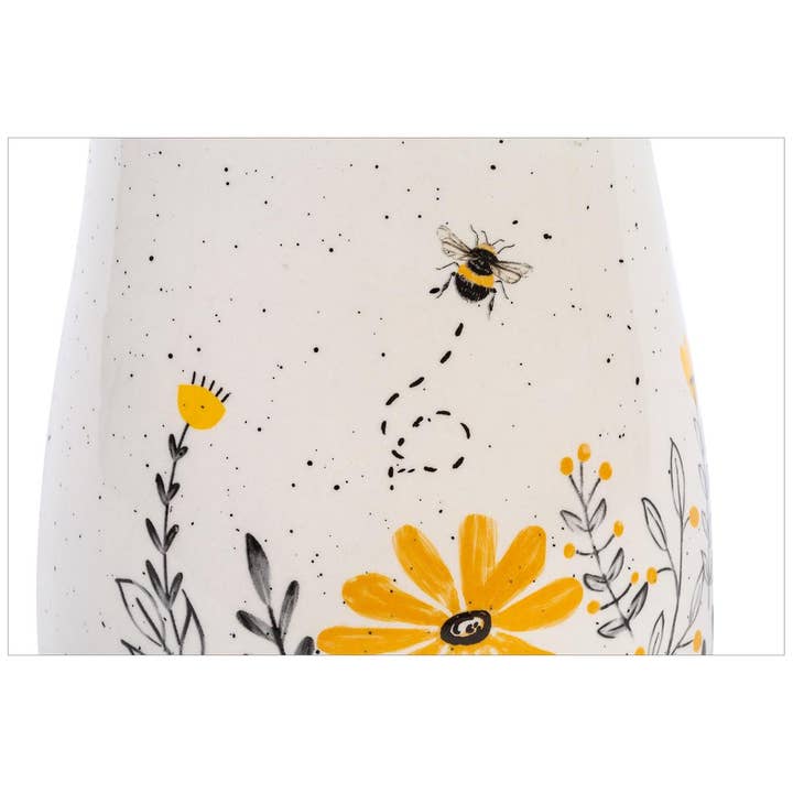 Art & Home - Vente Bocal décoratif - Pot en céramique avec couvercle Bee Garden 7,8"