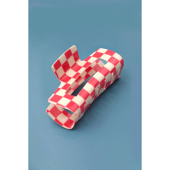 JOSSLYN by wall to wall - Vendita all'ingrosso Fermaglio per capelli - Donna - Jumbo mollette per capelli in resina a scacchi 10 cm | 40H66410