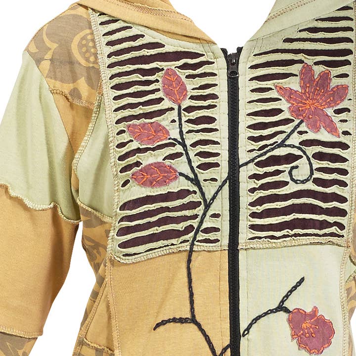 Benjamin International – Engroshandel Jakke - Dame – Lang Beige Blomster Jakke1