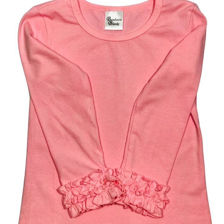 Blanks Long sleeve COTTON shirts with ruffles PINK for wholesale by Bambini's Blanks